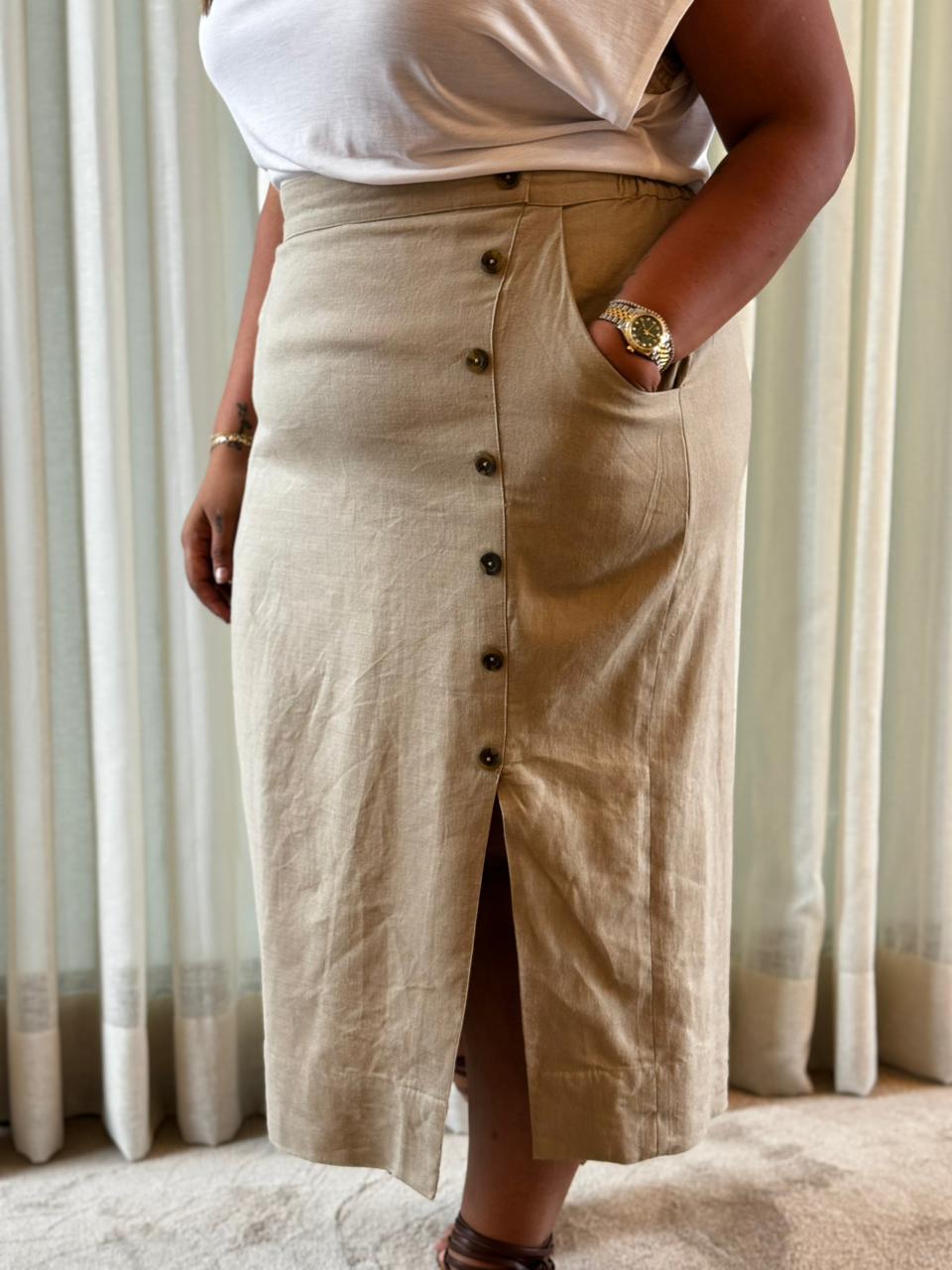 Style 2 Beige line viscouse skirt