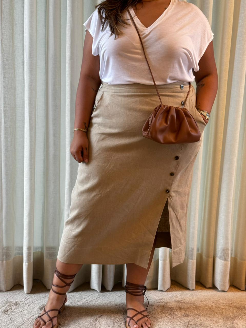 Style 2 Beige line viscouse skirt