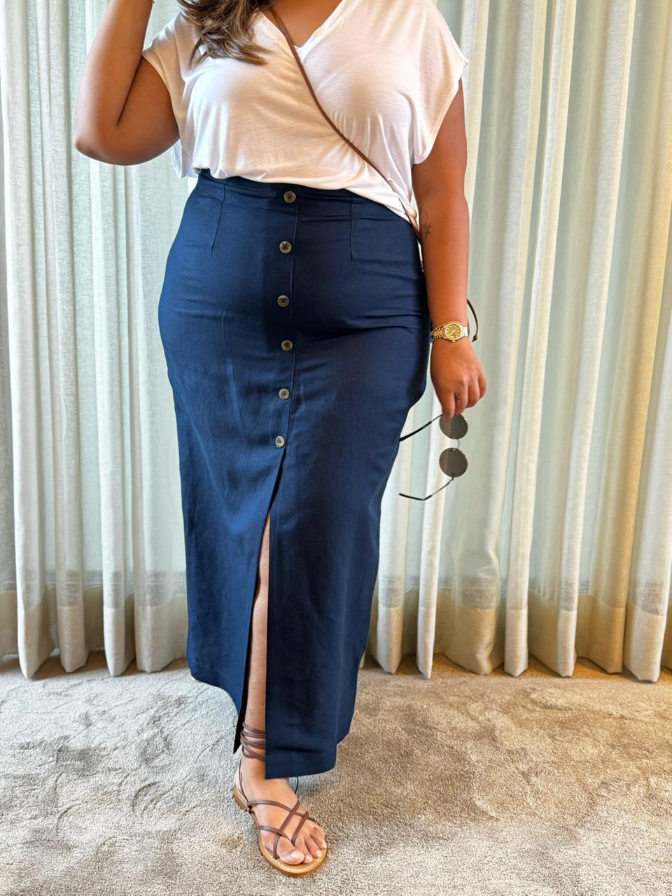 St 3 Line Navy Blue Collection Skirt