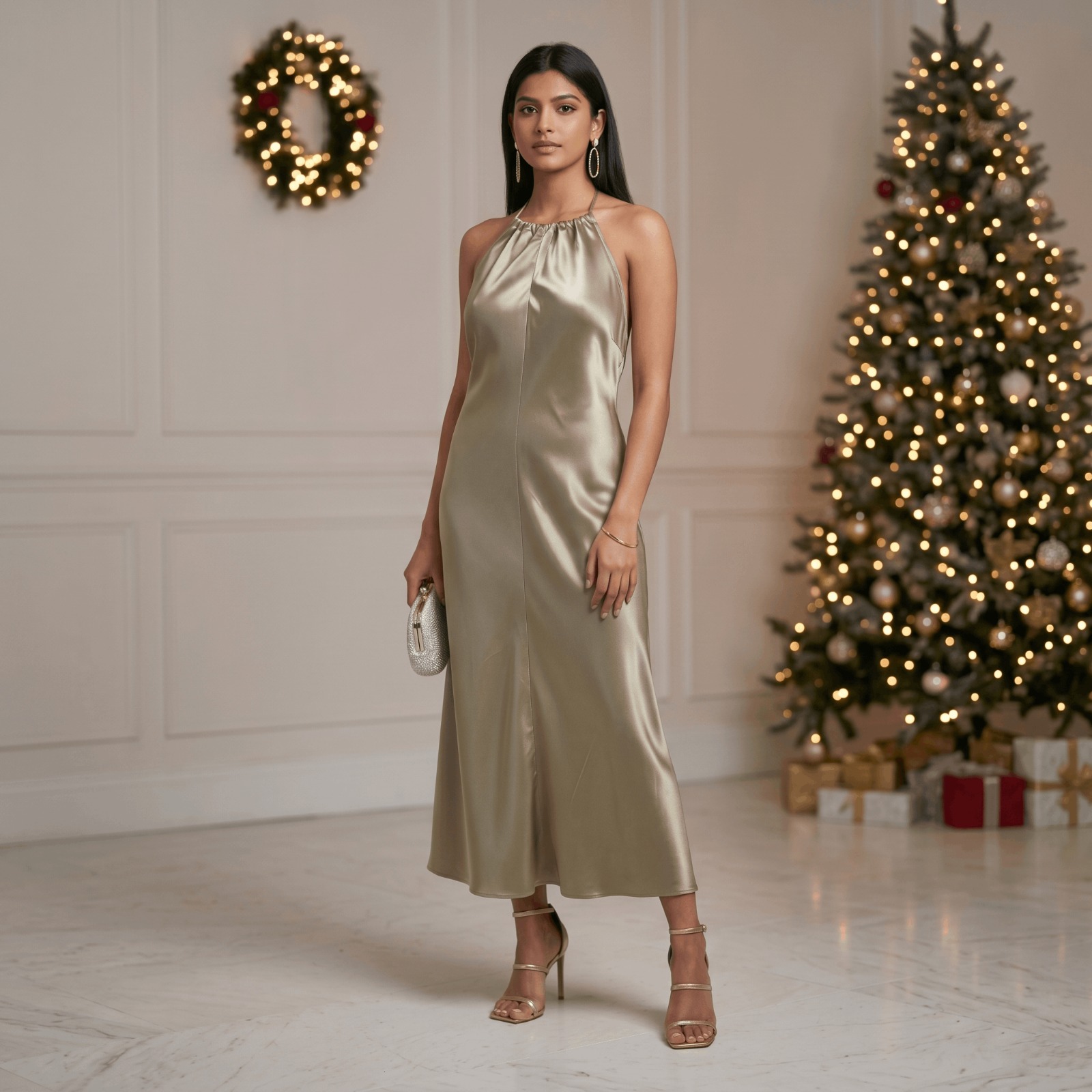 Champagene Satin Dress
