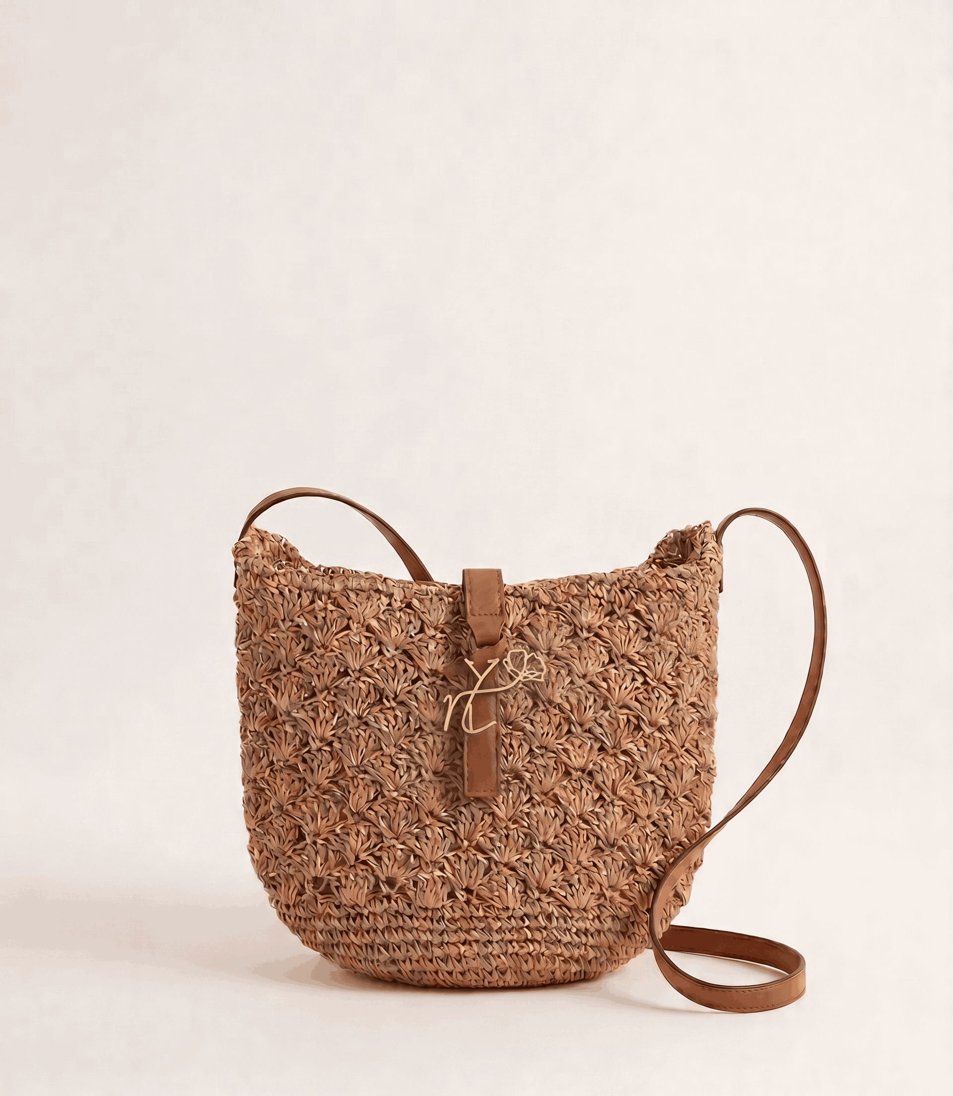 HALF MOON BUCKET STRAW BAG