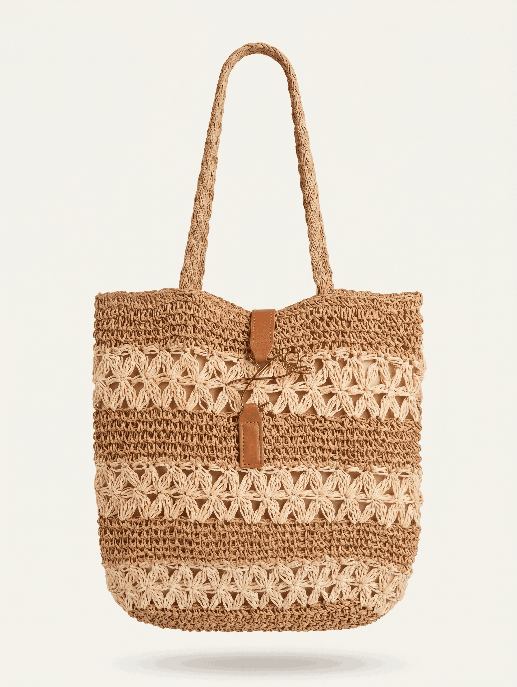 STRIPED STRAW BRAIDED HANDBAG