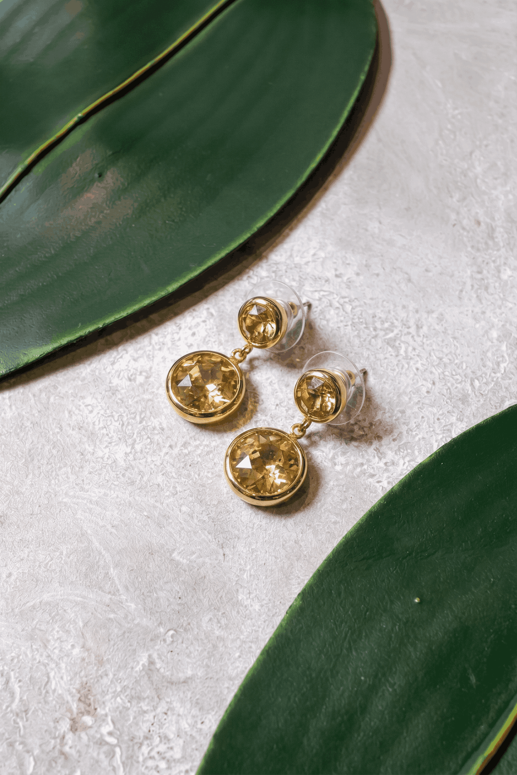 Golden Shadow Champagne Crystal Drop Earrings
