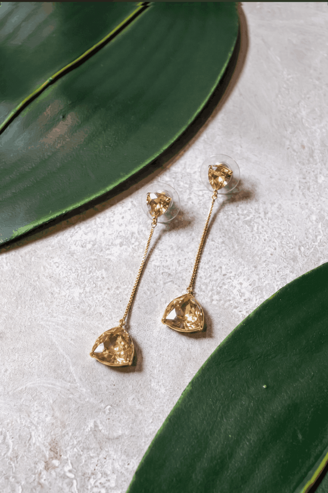 Golden Shadow Long Chain Crystal Drop Earrings